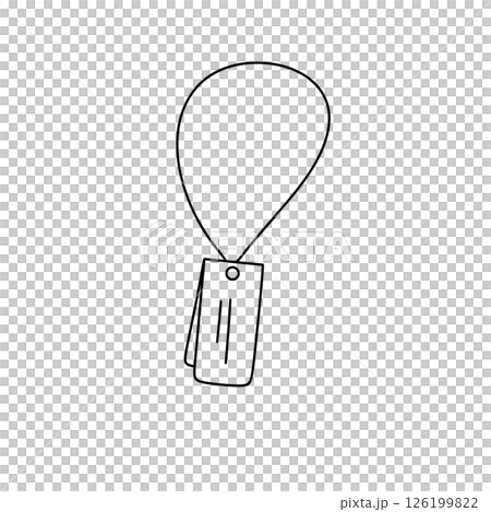 A white and black drawing of a tag with a tag attached to a chain 126199822