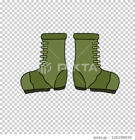 Two green army boots with laces 126199839