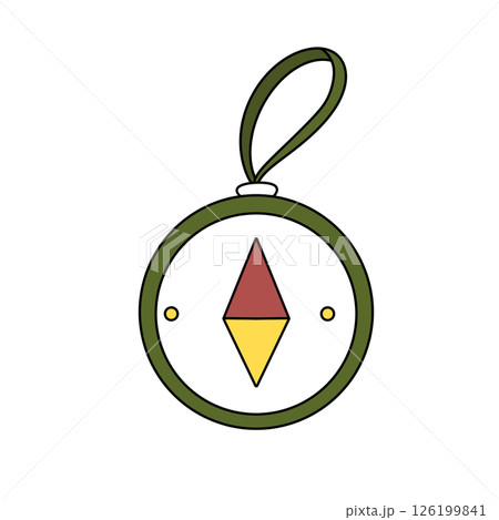 A green and white compass with a red and yellow triangle on it 126199841