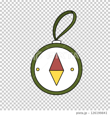 A green and white compass with a red and yellow triangle on it A green and white compass with a red and yellow triangle on it 126199841