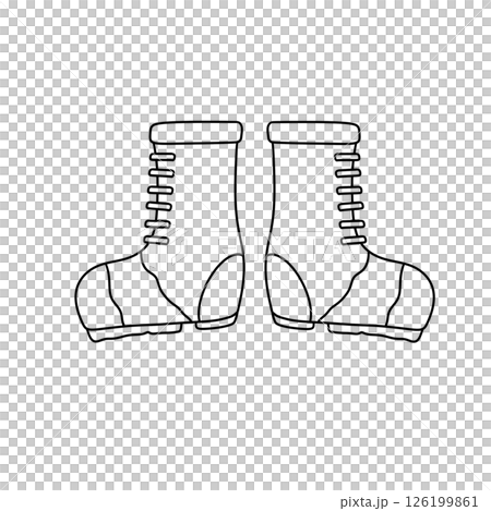 Two black and white shoes with laces 126199861