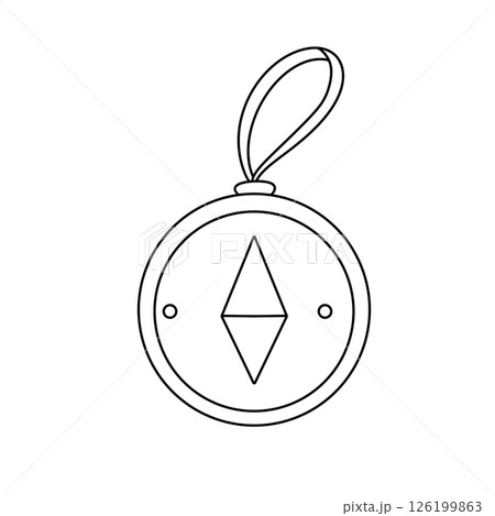 A compass is shown in a black and white drawing 126199863