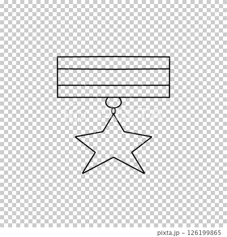 A white star with a red ribbon hanging from it 126199865