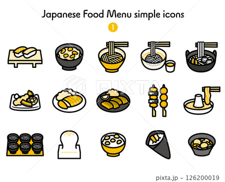 シンプルなアイコン 和食メニュー色々 126200019