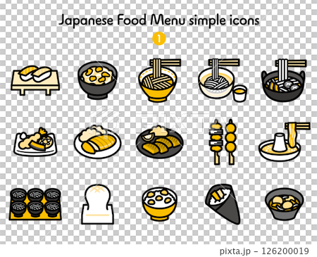 シンプルなアイコン 和食メニュー色々 126200019
