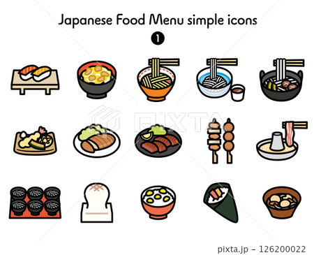 シンプルなアイコン 和食メニュー色々 126200022
