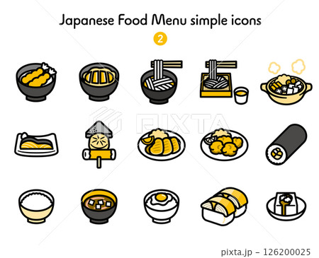 シンプルなアイコン 和食メニュー色々 シンプルなアイコン 和食メニュー色々 126200025
