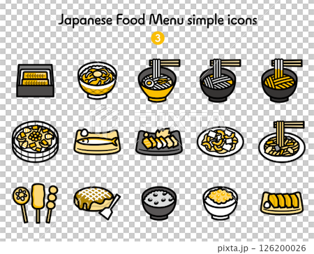 シンプルなアイコン 和食メニュー色々 シンプルなアイコン 和食メニュー色々 126200026