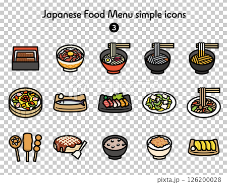 シンプルなアイコン 和食メニュー色々 126200028
