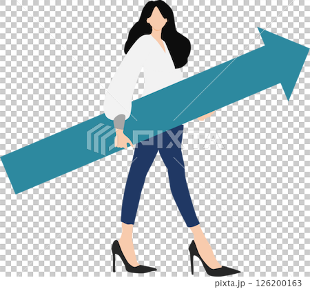 Illustration of a businesswoman holding an arrow 126200163