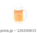 ジョッキに注いだオレンジ色のビール  水彩 126200615
