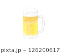 ジョッキに注いだ明るい黄色のビール  水彩 126200617