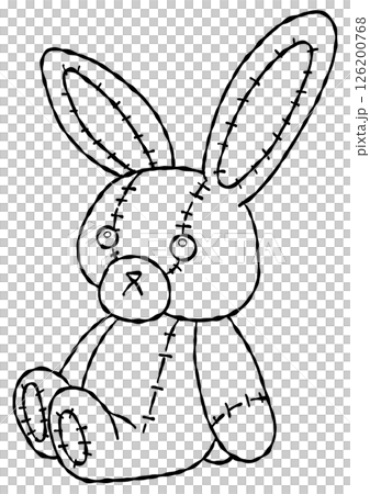 Stuffed rabbit line drawing 126200768