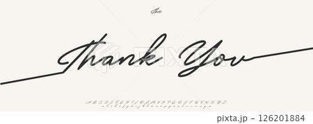 Script signature alphabet, elegant flowing letters, stylish cursive font for graceful branding, romantic headline, handwritten typography, timeless typographic design. Vector typeset. 126201884