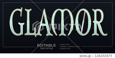 Elegant pastel glamor editable text style with golden outline and vintage charm. Ideal for fashion, beauty branding, wedding design, luxury packaging. Graphic text effect. Vector illustration. 126202073