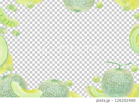 水彩絵の具で描いたメロンの背景 126202480