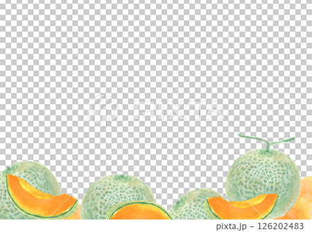水彩絵の具で描いたメロンの背景 126202483