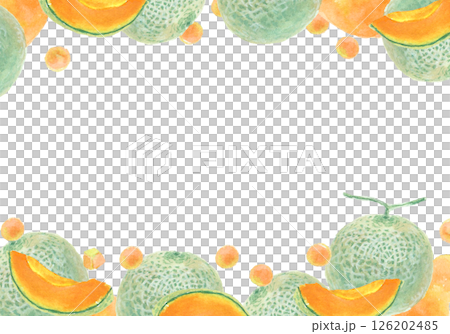 水彩絵の具で描いたメロンの背景 126202485