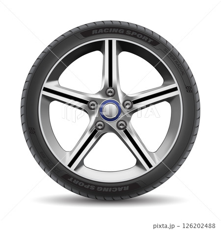 Realistic aluminum car wheel with tire style sport racing on white background vector 126202488