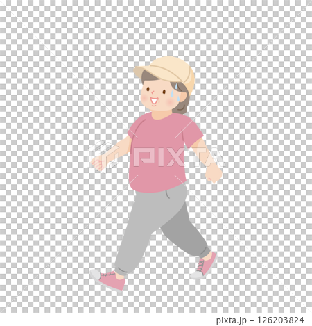 Illustration material of a fat middle-aged woman walking 126203824