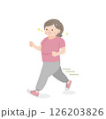 ランニングをする太った中年女性のイラスト素材 ランニングをする太った中年女性のイラスト素材 126203826