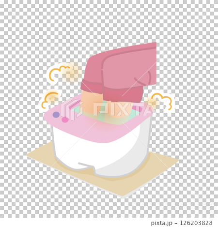 足湯で足を温めているイメージイラスト 足湯で足を温めているイメージイラスト 126203828