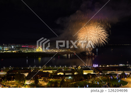 Colorful Fireworks Over Strelka - Alexander Nevsky Cathedral. 9 May 126204696