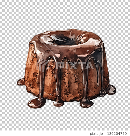 Rich chocolate cake with glossy chocolate sauce dripping down its sides, creating indulgent and tempting dessert. moist texture and shiny topping evoke feelings of sweetness and satisfaction 126204750