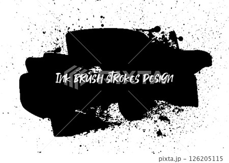 Ink brush strokes background. Grunge Brush strokes Background. Grunge texture Background. Abstract Black and white grunge texture. Vector brush stroke texture. Black ink, paint splatter. 126205115