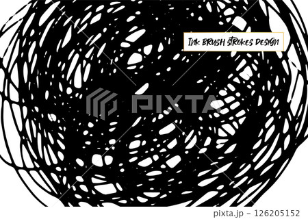 Ink brush strokes background. Grunge Brush strokes Background. Grunge texture Background. Abstract Black and white grunge texture. Vector brush stroke texture. Black ink, paint splatter. 126205152
