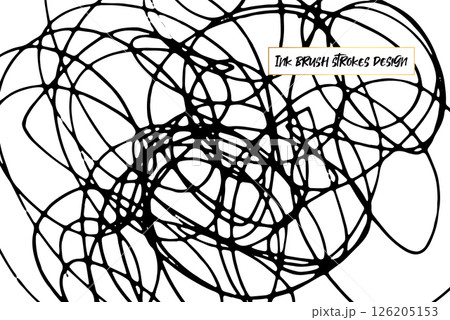 Ink brush strokes background. Grunge Brush strokes Background. Grunge texture Background. Abstract Black and white grunge texture. Vector brush stroke texture. Black ink, paint splatter. 126205153