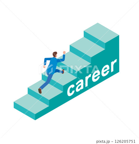 キャリアアップの階段を上る男性 キャリアアップの階段を上る男性 126205751