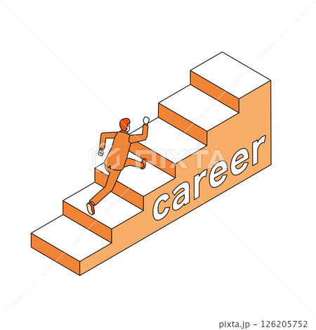 キャリアアップの階段を上る男性 キャリアアップの階段を上る男性 126205752