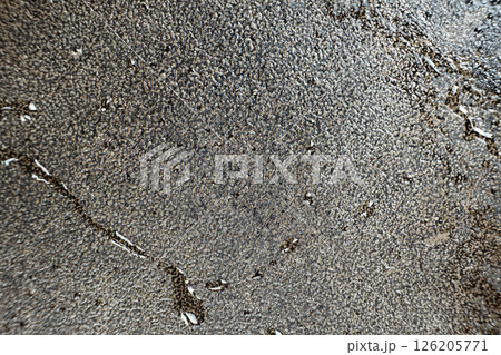 Water droplets on a cast iron macro surface. Cast iron cookware care, rust resistant, abstract pattern Water droplets on a cast iron macro surface. Cast iron cookware care, rust resistant, abstract pattern 126205771