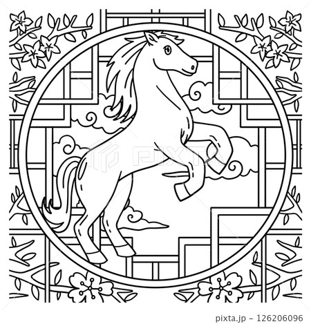 Year of the Horse 2026 Circular Window Coloring Year of the Horse 2026 Circular Window Coloring 126206096