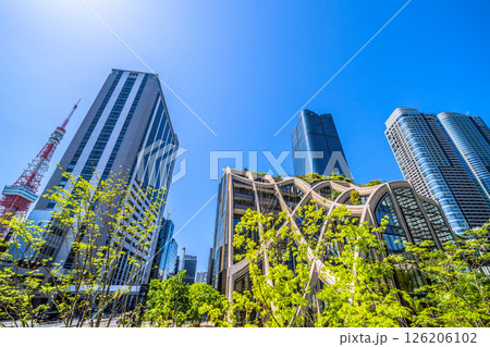 日本の東京都市景観 新時代へ…（外国人観光客らで賑わう）麻布台ヒルズなどを望む 126206102