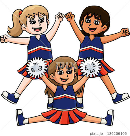 Female Cheerleader Squad Cartoon Colored Clipart Female Cheerleader Squad Cartoon Colored Clipart 126206106