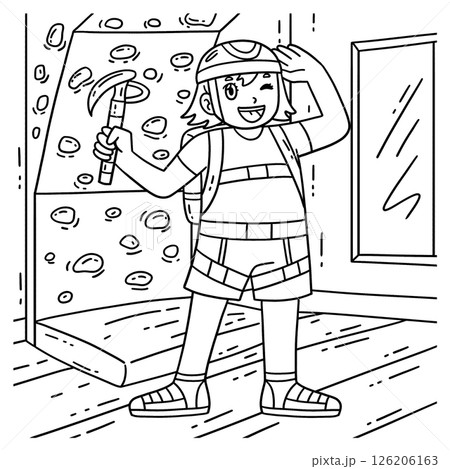 Bouldering Girl Rock Climbing Equipment Coloring  126206163