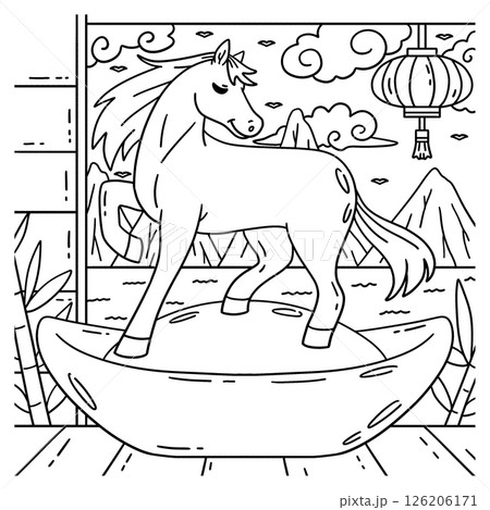 Year of the Horse 2026 and Gold Ingot Coloring  126206171