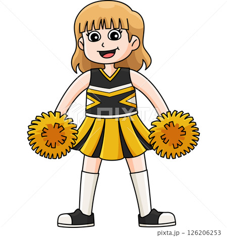 Female Cheerleader Holding Pompoms Cartoon Clipart Female Cheerleader Holding Pompoms Cartoon Clipart 126206253