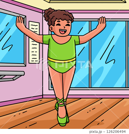 Ballerina in the Releve Position Colored Cartoon  126206494