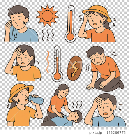 夏季中暑插畫素材 126206773