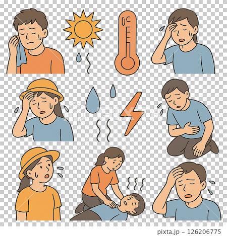 夏季中暑插畫素材 126206775