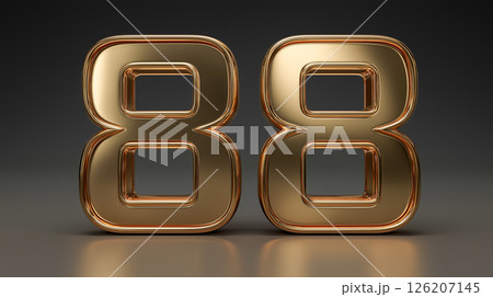 Shiny gold number 88 displayed on a dark background 126207145