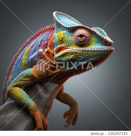 Colorful Reptile Close-Up | Realistic Chameleon Di 126207185