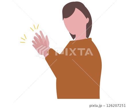 パチパチと拍手する女性。賞賛する。称える。ベクターイラスト パチパチと拍手する女性。賞賛する。称える。ベクターイラスト 126207251