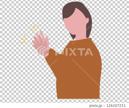 パチパチと拍手する女性。賞賛する。称える。ベクターイラスト パチパチと拍手する女性。賞賛する。称える。ベクターイラスト 126207251