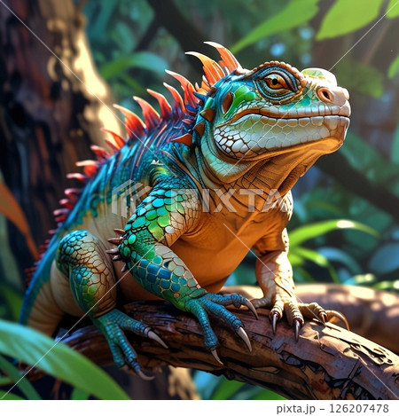 Tシャツや雑貨に最適｜ポップなイグアナのアートデザイン 126207478