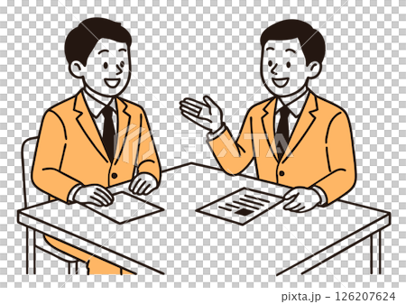 商人在商務談判和麵試中談話的插圖 商人在商務談判和麵試中談話的插圖 126207624
