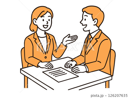 男女でビジネス面談を行うイラスト 126207635